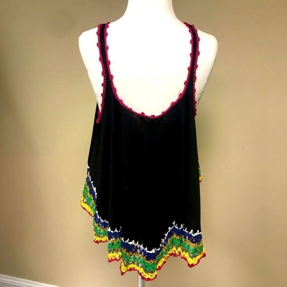 Double Zero crochet top multicolor trim Size Med - Picture 6 of 7